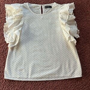 White Eyelet Top with Ruffle Sleeves